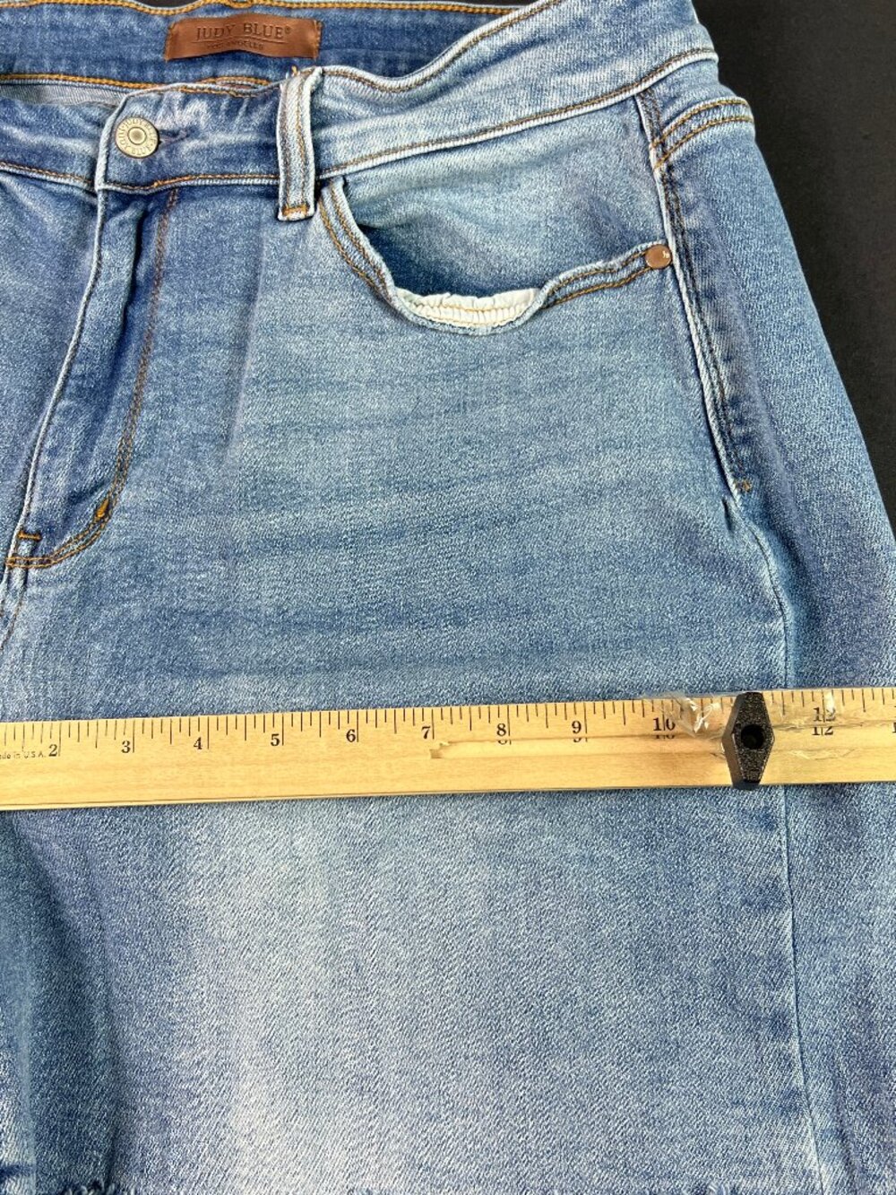 Judy Blue Jean Shorts Womens Plus 35* High Rise Blue Cut Off Denim Jorts Tag 2XL - Picture 13 of 15